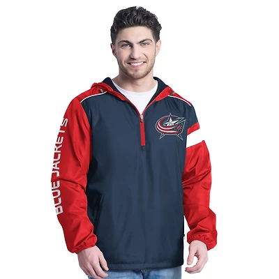 Veste à capuche demi-zip latéral G-III Sports by Carl Banks bleu marine/rouge Columbus Blue Jackets pour homme