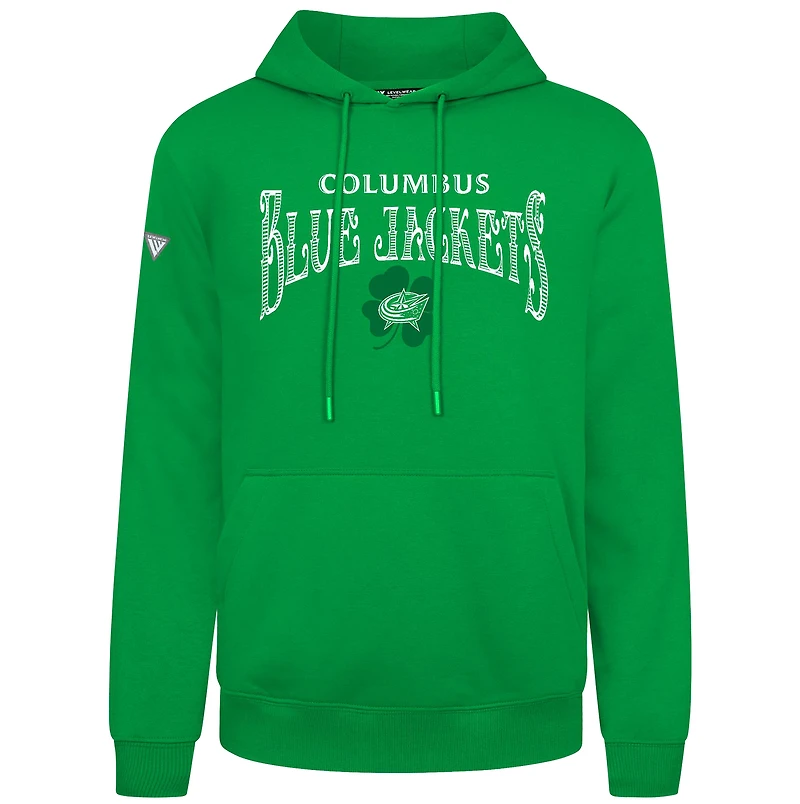 Men's Levelwear Green Columbus Blue Jackets St. Patrick's Day Podium Hoodie