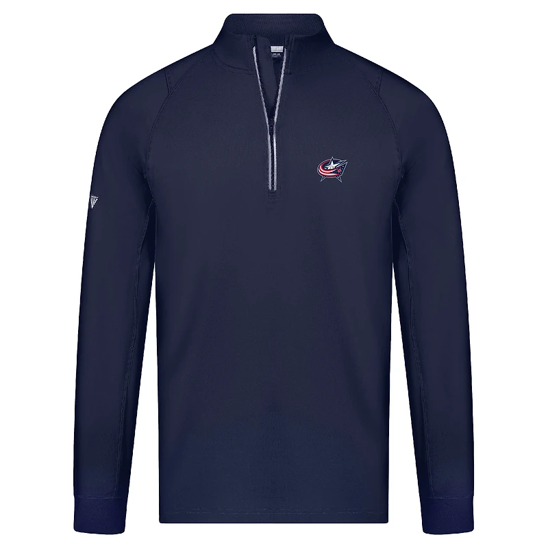 Pull-over zippé quart de tour Theory Insignia Core Raglan bleu marine Columbus Blue Jackets pour homme Levelwear