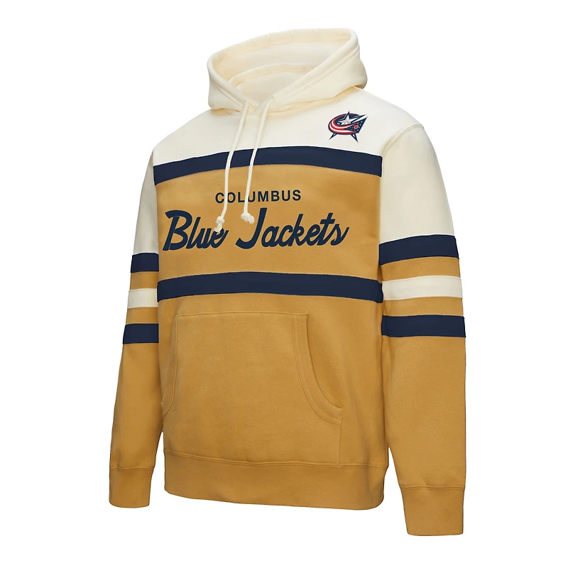 Men's Mitchell & Ness Gold/Cream Columbus Blue Jackets Head Coach Pullover Hoodie
