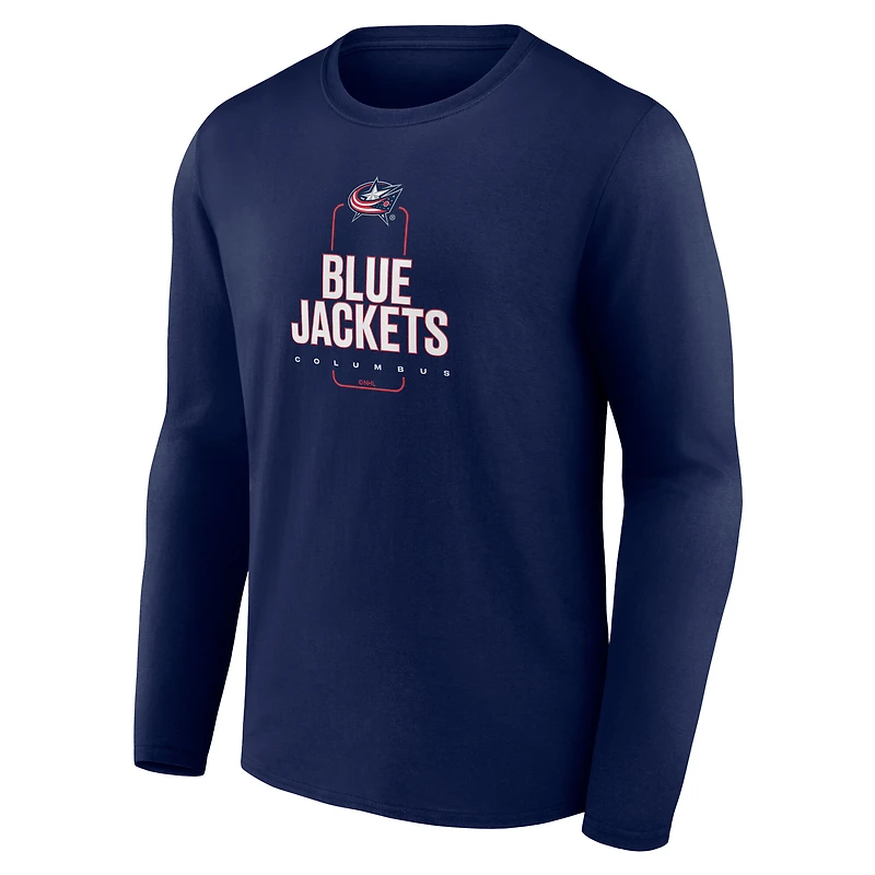 T-shirt à manches longues bleu marine Columbus Blue Jackets personnalisé pour homme