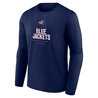 T-shirt à manches longues bleu marine Columbus Blue Jackets personnalisé pour homme