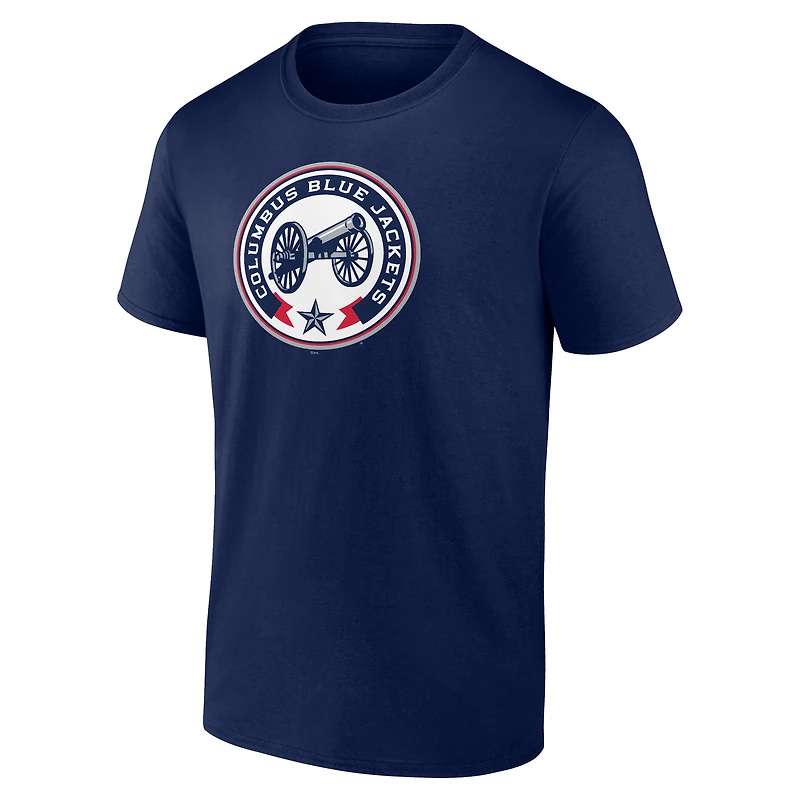 Men's Navy Columbus Blue Jackets Shoulder Patch Logo T-Shirt