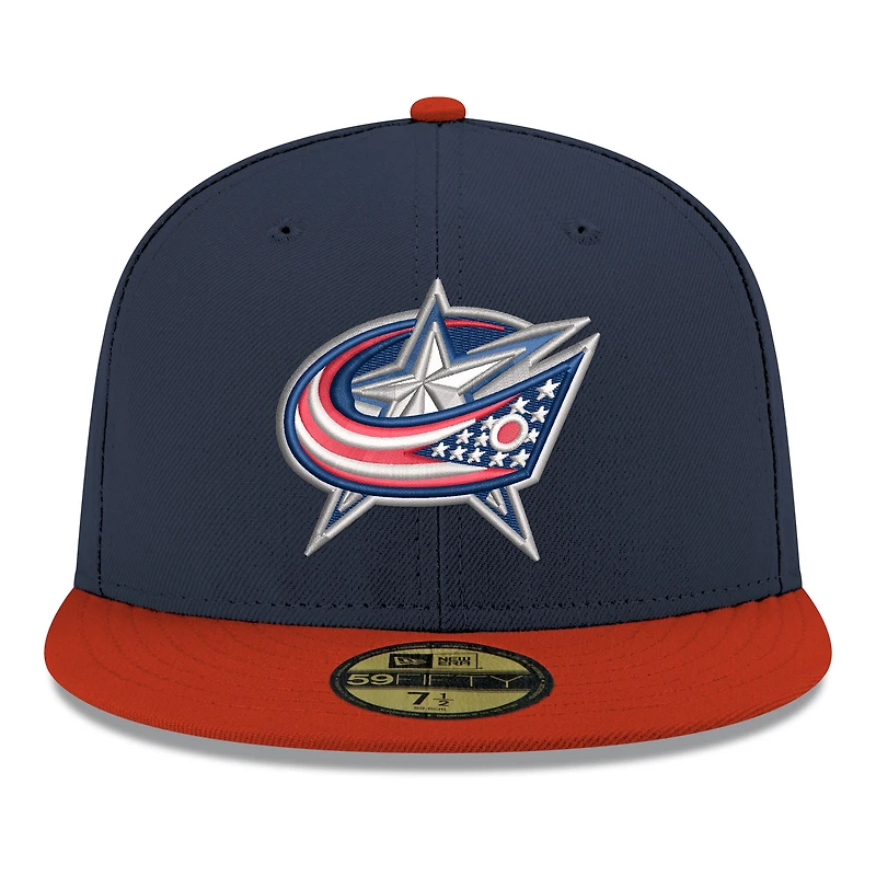 Men's New Era  Navy Columbus Blue Jackets Core Logo Two-Tone 59FIFTY Fitted Hat