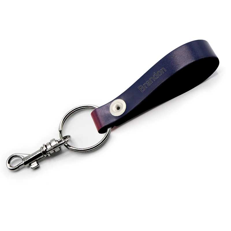 Porte-clés à boucle en cuir personnalisé Columbus Blue Jackets bleu marine