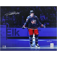 Patrik Laine Columbus Blue Jackets Autographed 11" x 14" Navy Jersey Pregame Photograph - Limited Edition #29/29