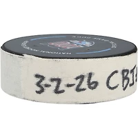 Sean Monahan Columbus Blue Jackets Game-Used Goal Puck from March 2, 2026 vs. New York Rangers