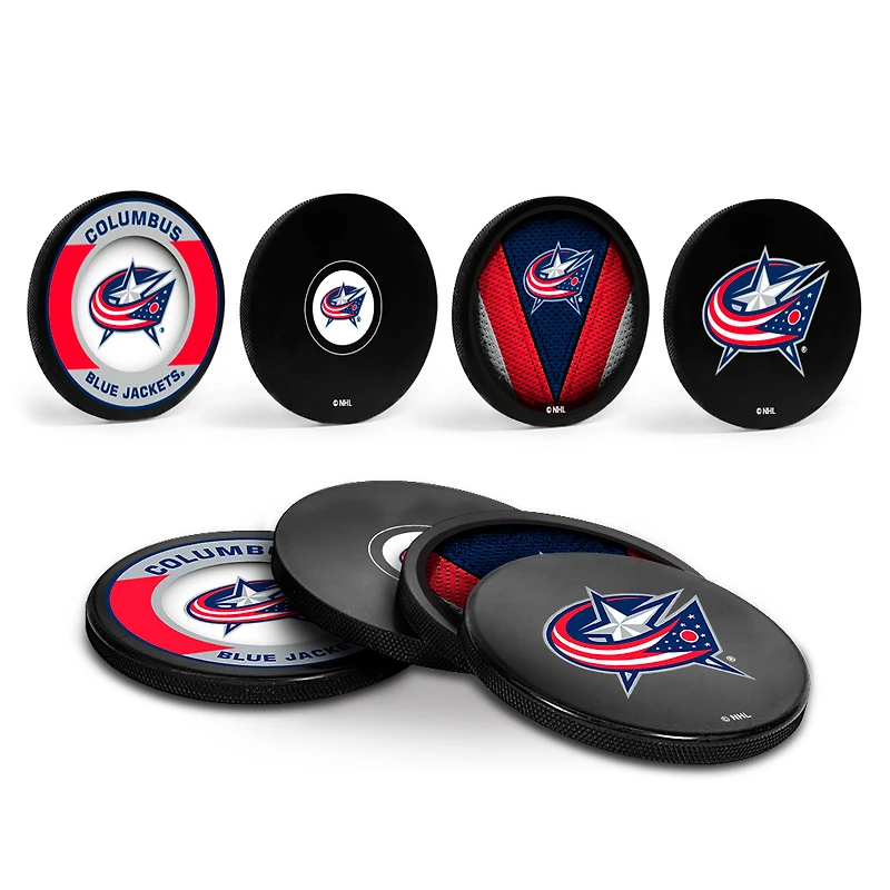 The Sports Vault Columbus Blue Jackets Four-Piece Puck Coaster Set