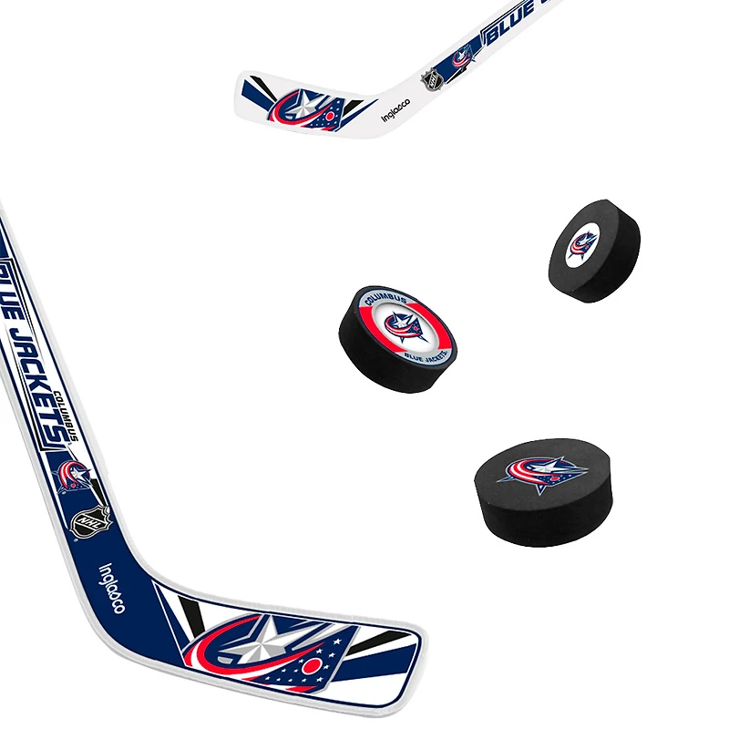 The Sports Vault Columbus Blue Jackets Ensemble de huit mini bâtons de hockey et rondelle en mousse