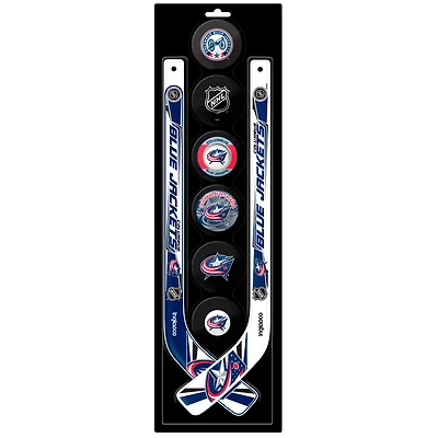 The Sports Vault Columbus Blue Jackets Ensemble de huit mini bâtons de hockey et rondelle en mousse