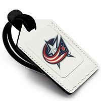 White Columbus Blue Jackets Personalized Leather Luggage Tag