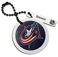White Columbus Blue Jackets Étiquette de sac rectangulaire en cuir personnalisée