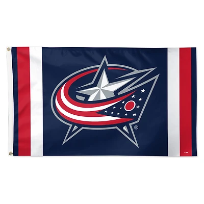 Drapeau de luxe à rayures et logo WinCraft Columbus Blue Jackets 91 x 152 cm (3 pi x 5 pi) à une face