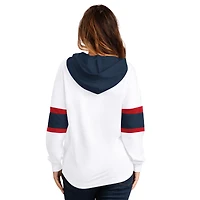 Women's G-III 4Her by Carl Banks  White Columbus Blue Jackets Goal Zone Long Sleeve Lace-Up Hoodie T-Shirt