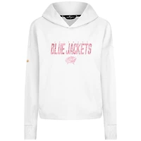 Sweat à capuche court trois mélanges floraux pour femme Levelwear White Columbus Blue Jackets Mother's Day