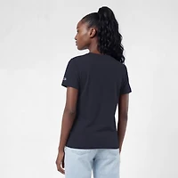T-shirt Champion pour femmes, bleu marine, avec logo mascotte des Blue Jackets de Columbus.