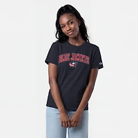 Women's Champion  Navy Columbus Blue Jackets Arch Mascot Logo T-Shirt
