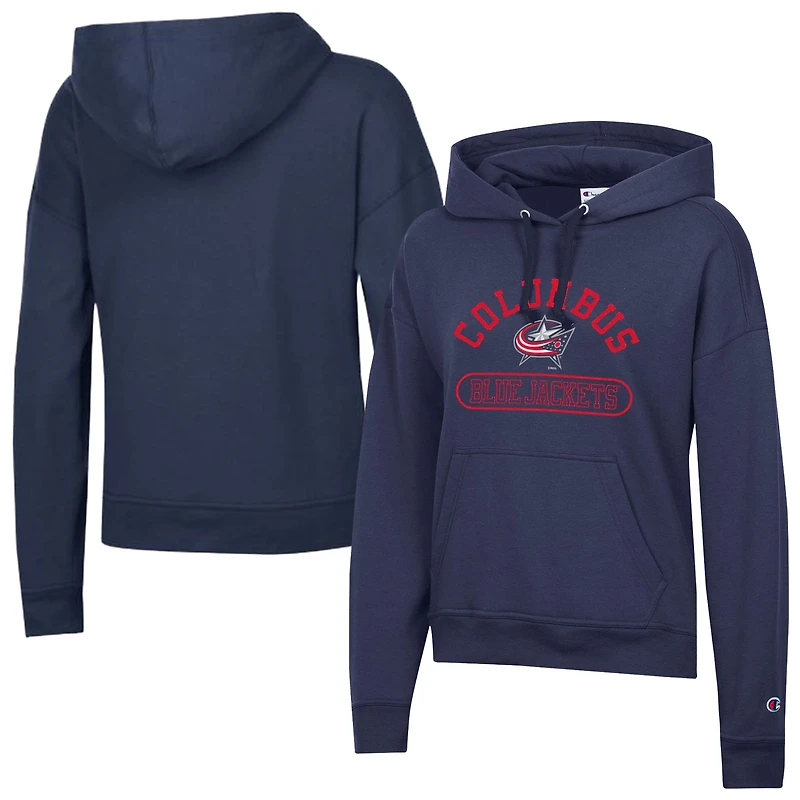 Women's Champion  Navy Columbus Blue Jackets Arched Pill Box Hoodie