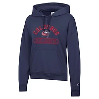 Women's Champion  Navy Columbus Blue Jackets Arched Pill Box Hoodie