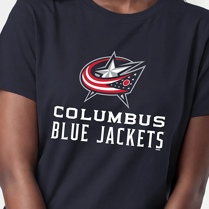 Women's Champion Navy Columbus Blue Jackets Wordmark Lockup T-Shirt