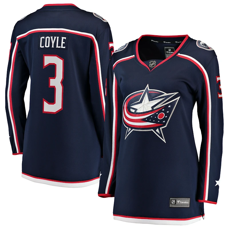 Maillot Charlie Coyle bleu marine des Columbus Blue Jackets à domicile Breakaway pour femmes Fanatics