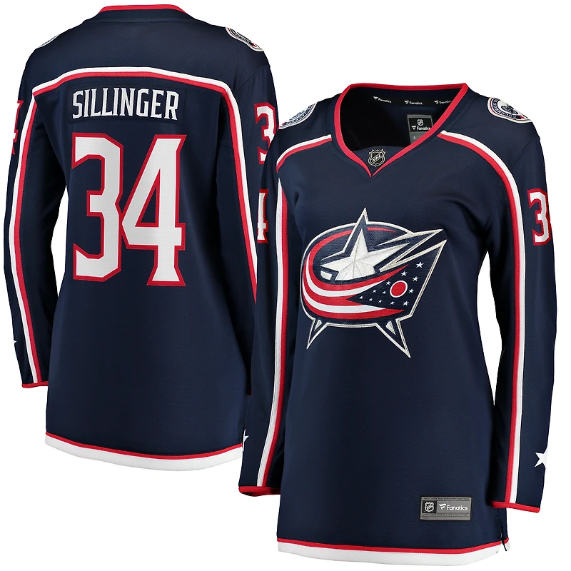 Fanatics Cole Sillinger pour femmes, bleu marine, Columbus Blue Jackets, maillot de joueur échappé à domicile