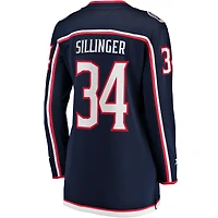 Fanatics Cole Sillinger pour femmes, bleu marine, Columbus Blue Jackets, maillot de joueur échappé à domicile