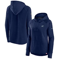 Women's Fanatics  Heather Navy Columbus Blue Jackets Authentic Pro Pullover Hoodie
