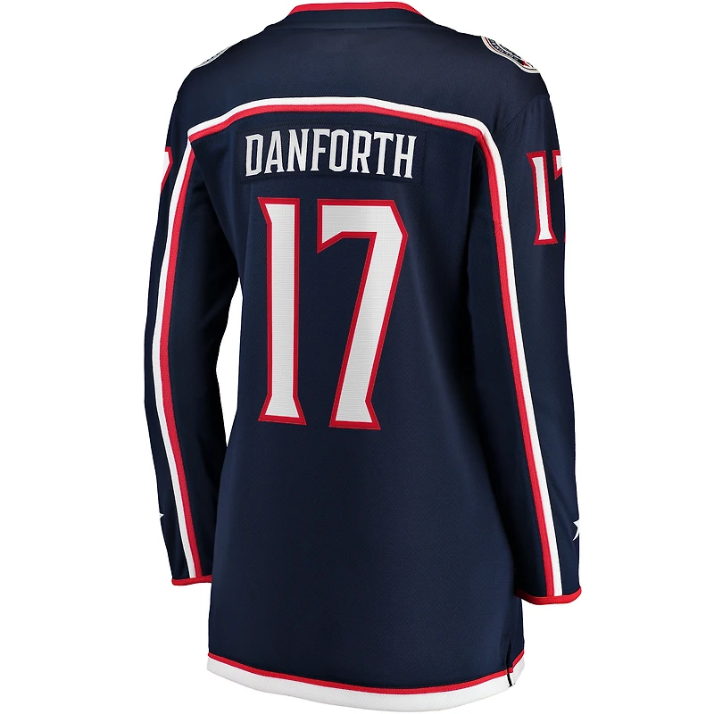 Fanatics pour femmes Justin Danforth Navy Columbus Blue Jackets Maillot de joueur échappé à domicile