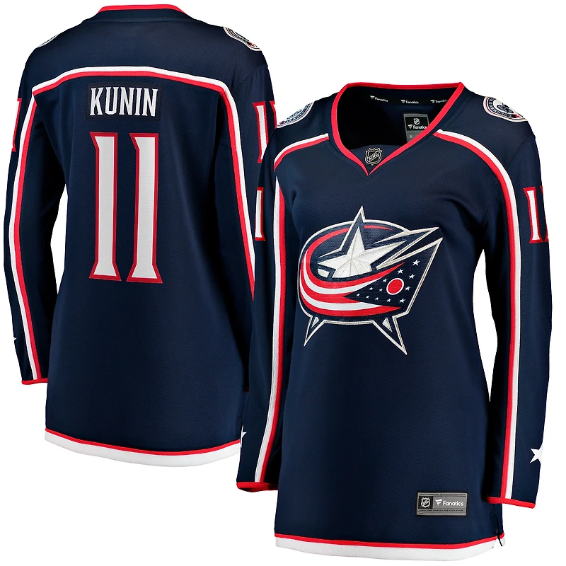 Maillot de joueur échappé à domicile des Blue Jackets Columbus, Luke Kunin, bleu marine, pour femmes Fanatics