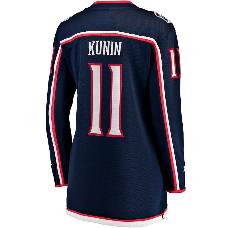 Maillot de joueur échappé à domicile des Blue Jackets Columbus, Luke Kunin, bleu marine, pour femmes Fanatics