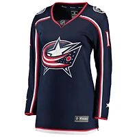 Women's Fanatics Miles Wood Navy Columbus Blue Jackets Home Breakaway Jersey