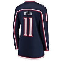 Women's Fanatics Miles Wood Navy Columbus Blue Jackets Home Breakaway Jersey