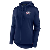 Fanatics Navy Columbus Blue Jackets Authentic Pro Scuba Sweat à capuche entièrement zippé pour femmes
