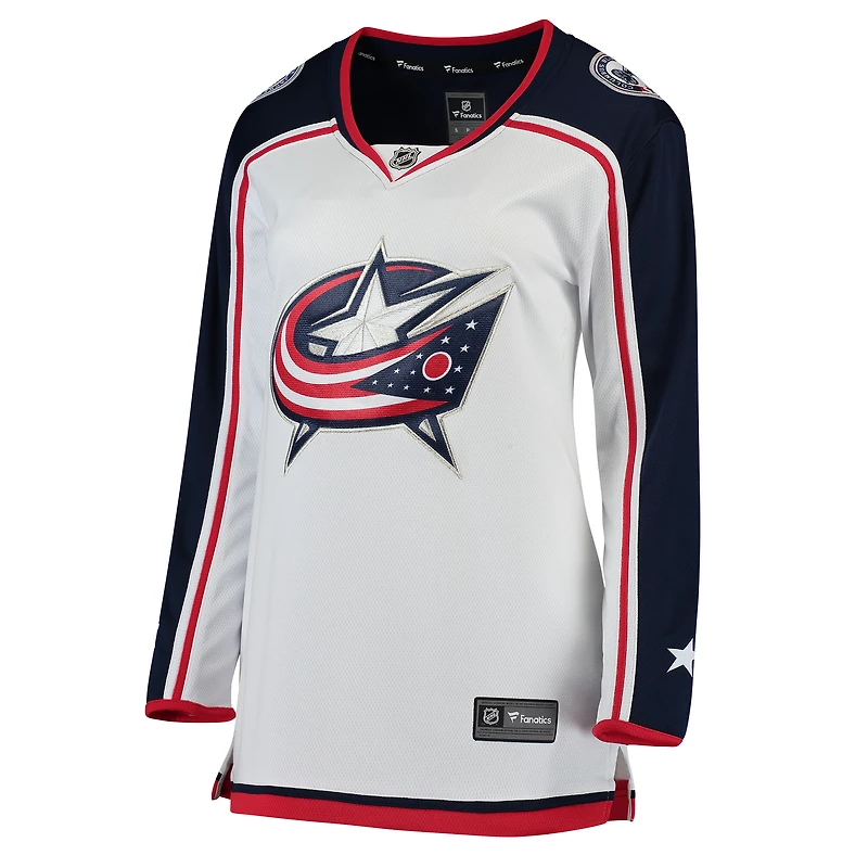 Maillot Breakaway extérieur Fanatics pour femmes, blanc, Columbus Blue Jackets