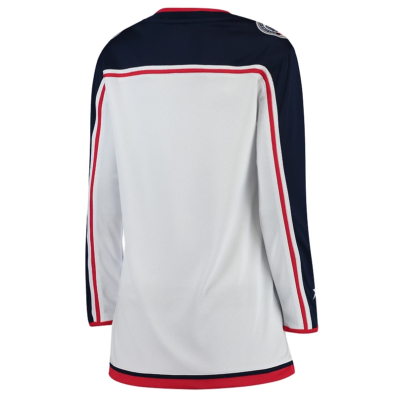 Maillot Breakaway extérieur Fanatics pour femmes, blanc, Columbus Blue Jackets