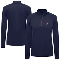 Women's Levelwear Navy Columbus Blue Jackets Kinetic Insignia Core Raglan Quarter-Zip Top