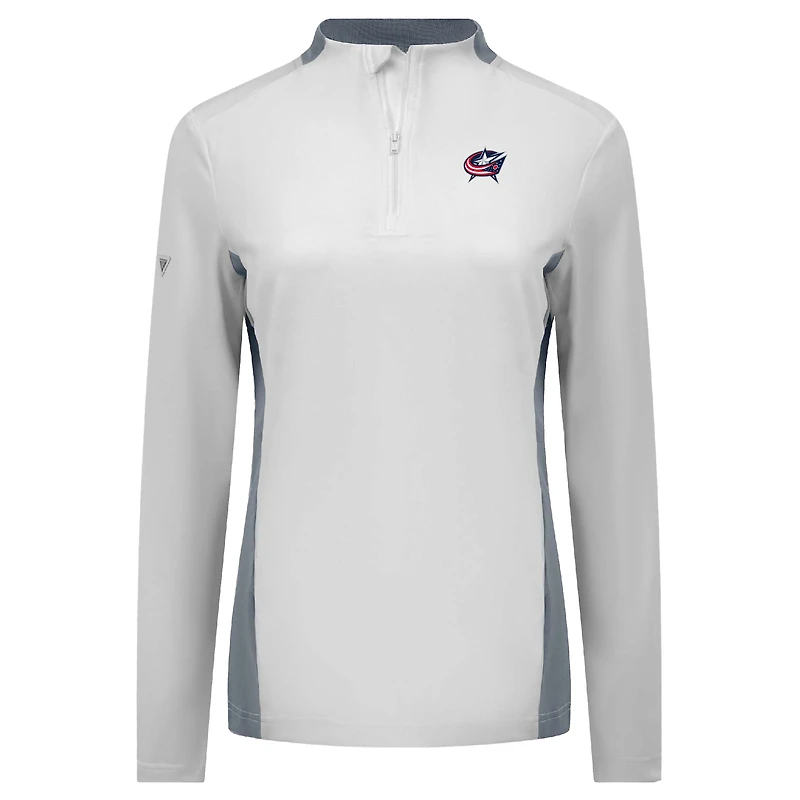 Women's Levelwear White Columbus Blue Jackets Moxie Insignia Core Quarter-Zip Top