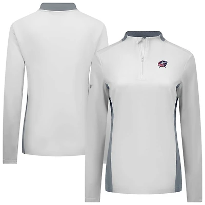 Women's Levelwear White Columbus Blue Jackets Moxie Insignia Core Quarter-Zip Top