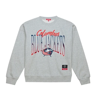 Sweat-shirt Mitchell & Ness gris chiné pour femme des Columbus Blue Jackets Hockey Night