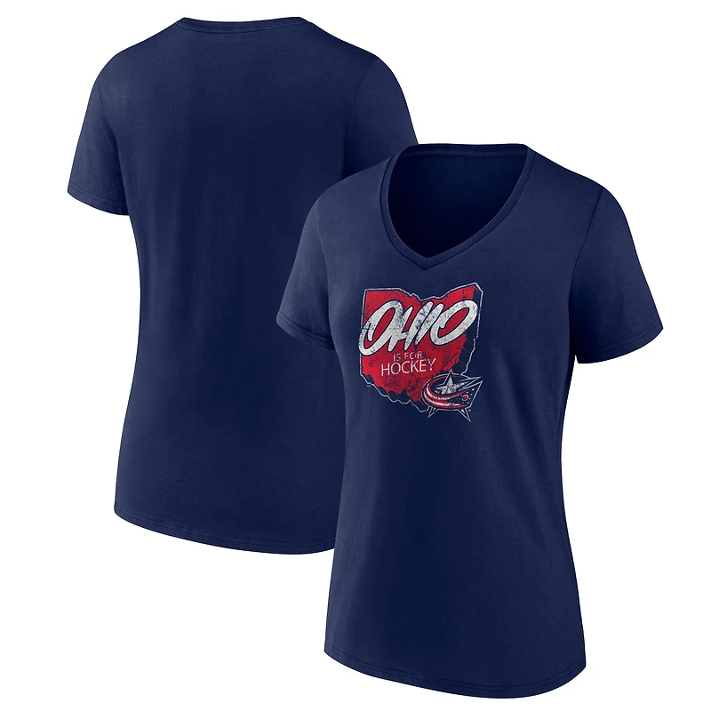 Women's  Navy Columbus Blue Jackets Native V-Neck T-Shirt