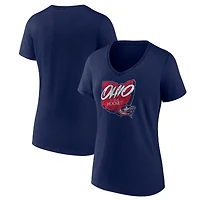 Women's  Navy Columbus Blue Jackets Native V-Neck T-Shirt