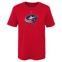 Youth Red Columbus Blue Jackets Primary Logo T-Shirt