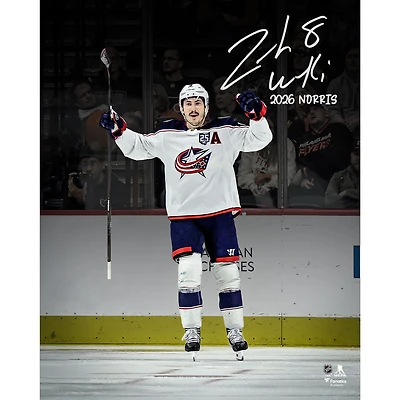 Zach Werenski Columbus Blue Jackets Autographed 16" x 20" Celebration Spotlight Photograph with "2026 Norris" Inscription