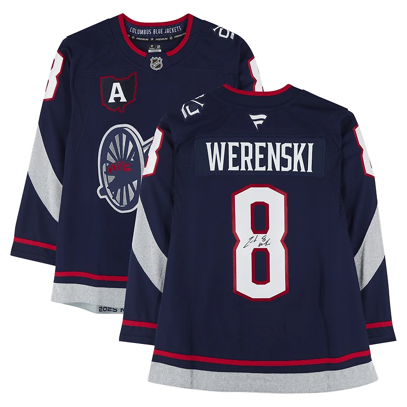 Maillot Fanatics Premium 2025 Navy Stadium Series autographié par Zach Werenski des Columbus Blue Jackets