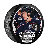 Rondelle de hockey Zach Werenski, vainqueur du trophée Norris 2026, des Blue Jackets de Columbus (Inglasco) - Édition limitée 2026