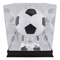 Vitrine de présentation du ballon de football Columbus Crew 2020 MLS Cup Champions en acajou avec logo de l'équipe