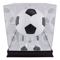 Vitrine de présentation du ballon de football Columbus Crew 2023 MLS Cup Champions en acajou avec logo de l'équipe