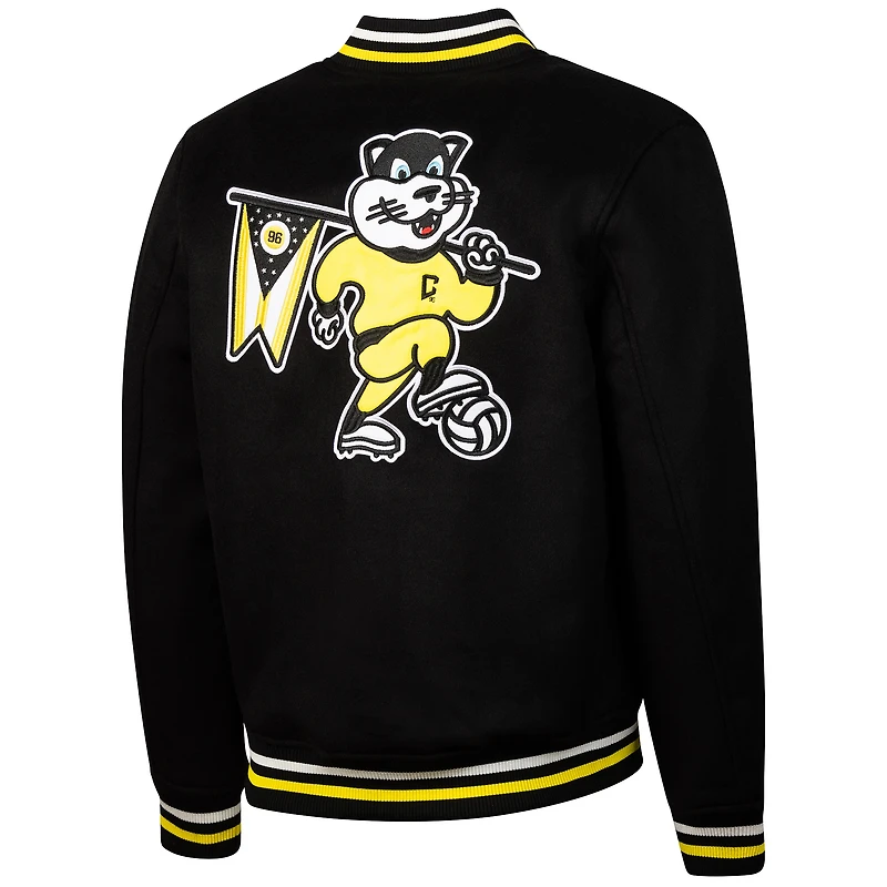 Men's Sport Design Sweden  Black Columbus Crew Free Kick Wool Full-Snap Varsity Jacket