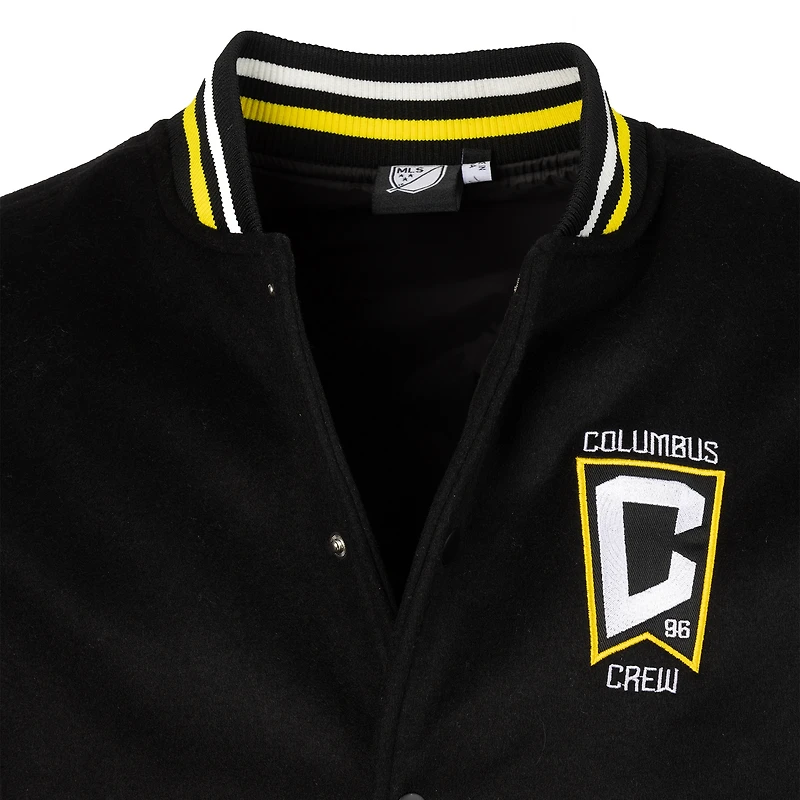 Men's Sport Design Sweden Black Columbus Crew Free Kick Wool Full-Snap Varsity Jacket
